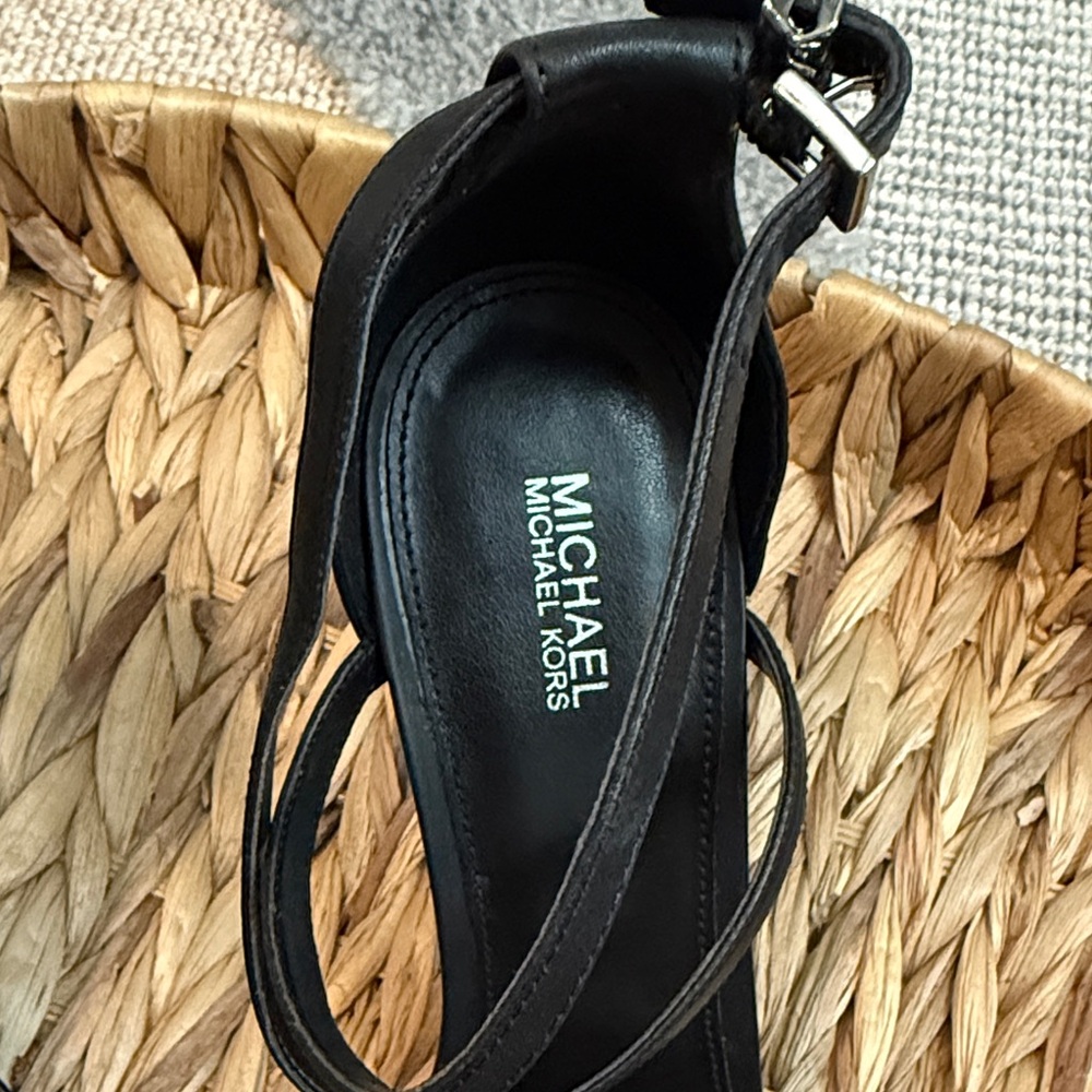 Michael Kors Black Heels with Silver Chain Detail - Picture 2 of 7
